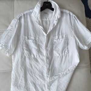 Giorgio Armani Crisp White Linen Casual Shirt
